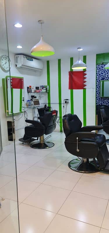 gents salon for sale running business location Riffa hajjyat rent 4