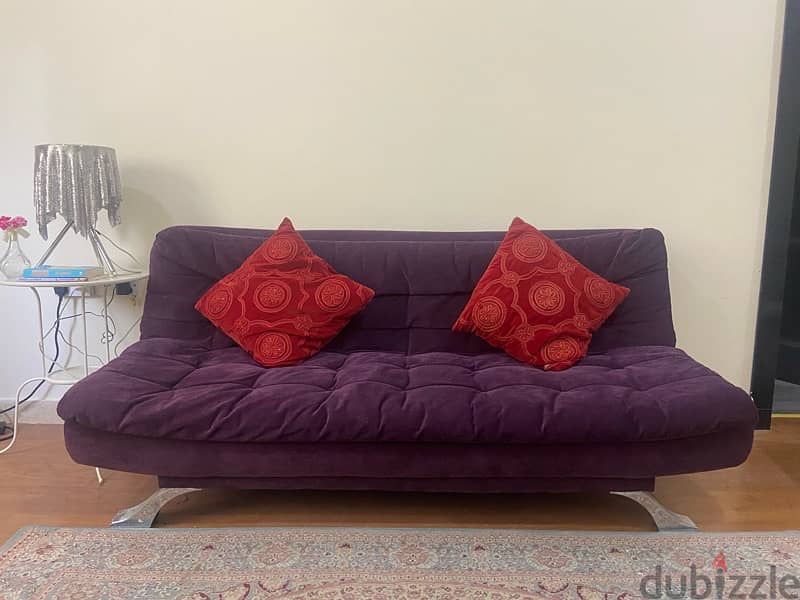 Purple Sofa Bed Couch كنب بنفسجي ينفتح الى سرير 0