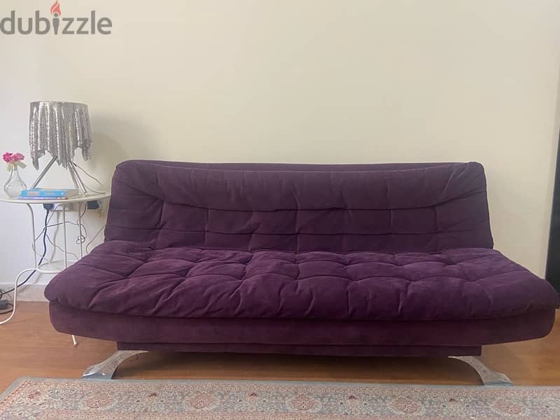 Purple Sofa Bed Couch كنب بنفسجي ينفتح الى سرير 2