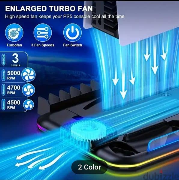 new White colour PS5 Stand Docking station RGB & Cooling fan. 1