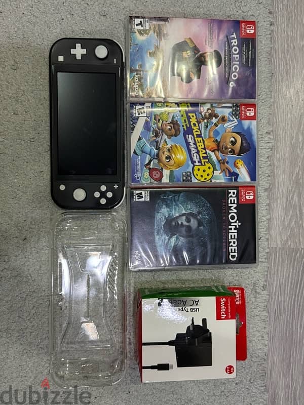 nintendo switch lite with, ac charger, games,cover grip&more 2