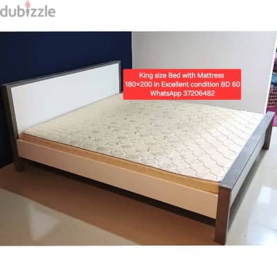 King size bed with mattress & other item for sale