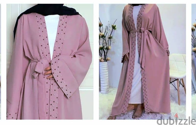 Baby Pink Open Abaya 1