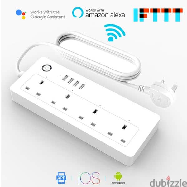 Wifi Smart Wall Socket Power Strip Timer Switch UK Plug 4 Way 3