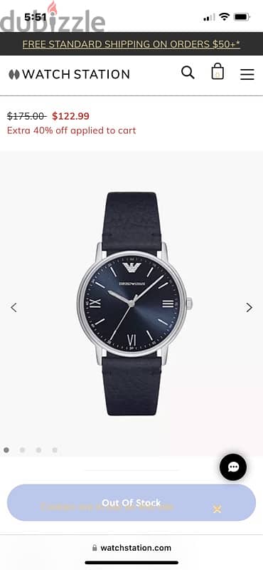 Emporio Armani Blue Leather Watch 2