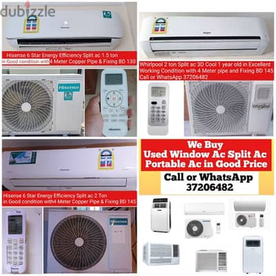 Hisense 1.5 ton split ac and other acs for sale with fixing