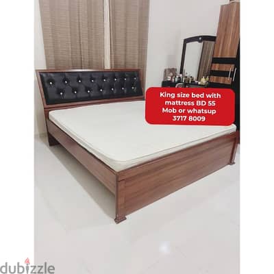 King size bed with mattress and other household itemsfor sale