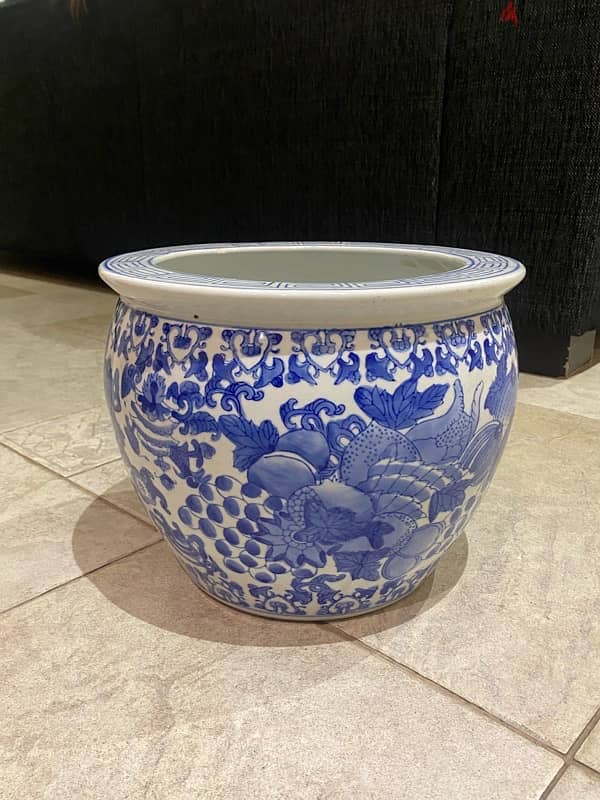 plant pot antique blue 3