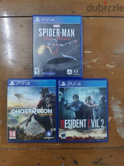 Spiderman Miles Morales, GhostRecon Wildland, Resident Evil 2