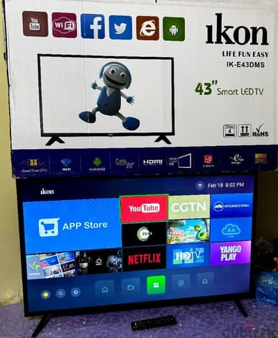 43 inch smart tv bd 42 with box and original remote