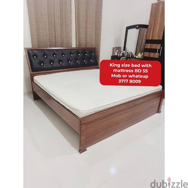 King size bed with mattress and other household items for sale 1