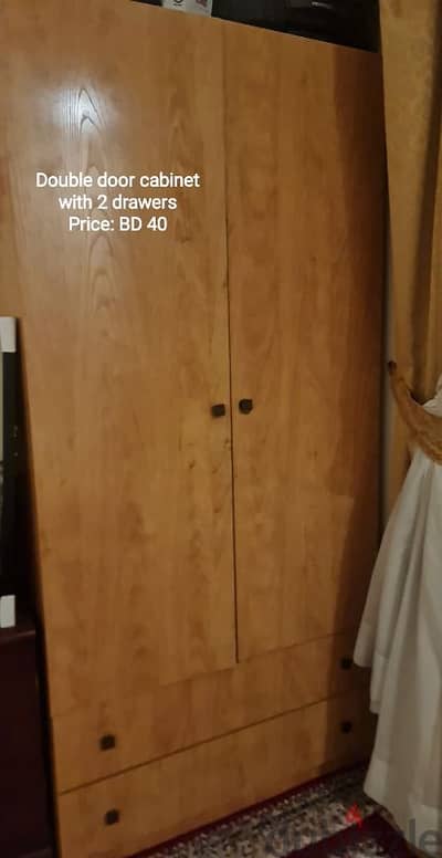 Double door cabinet with 2 drawers