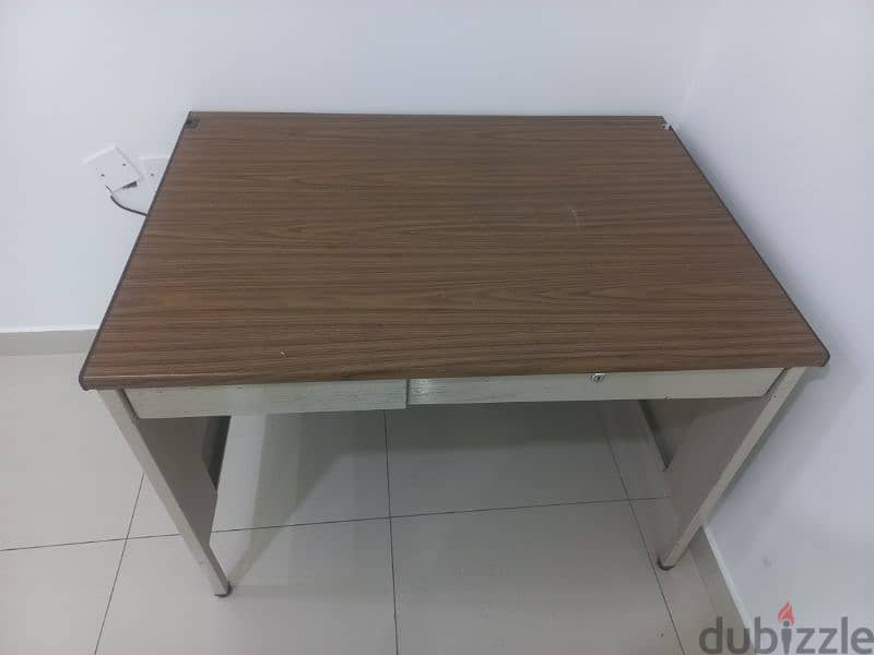 Steel Table with wooden top and drawers 1