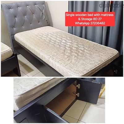 Single woooden bed with Storage and other items for sale