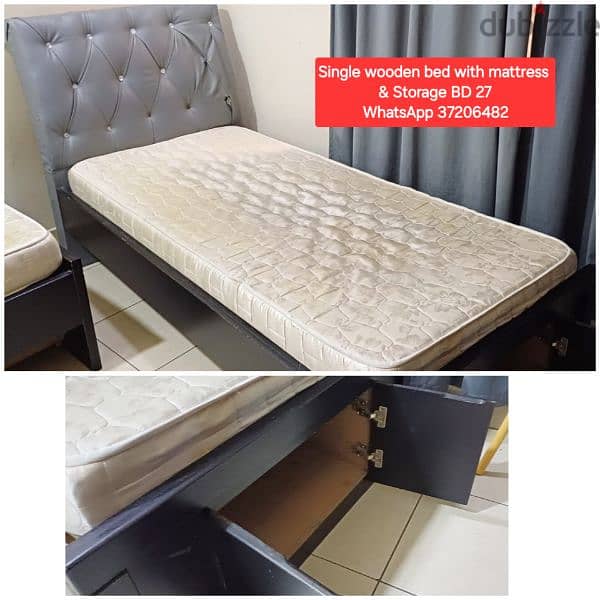 Single woooden bed with Storage and other items for sale 0