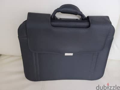 Pure Leather Expandable Laptop Briefcase Black Bag