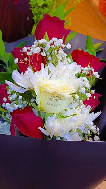 Customize Message Print on Real Flowers 1