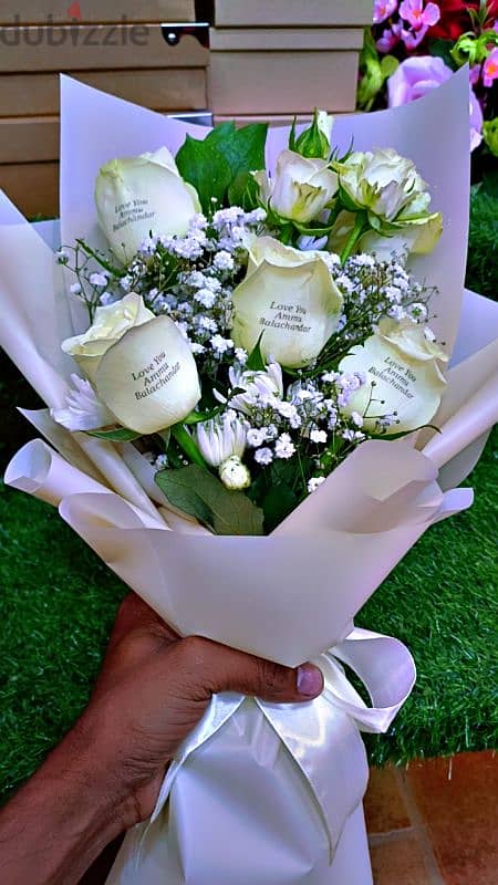 Customize Message Print on Real Flowers 6