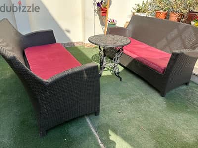 two garden sofas with new cushions