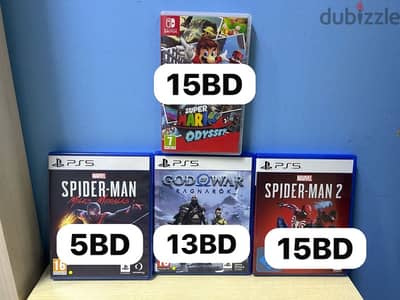 Ps5 & nintendo switch used games, spider man - god of war - mario