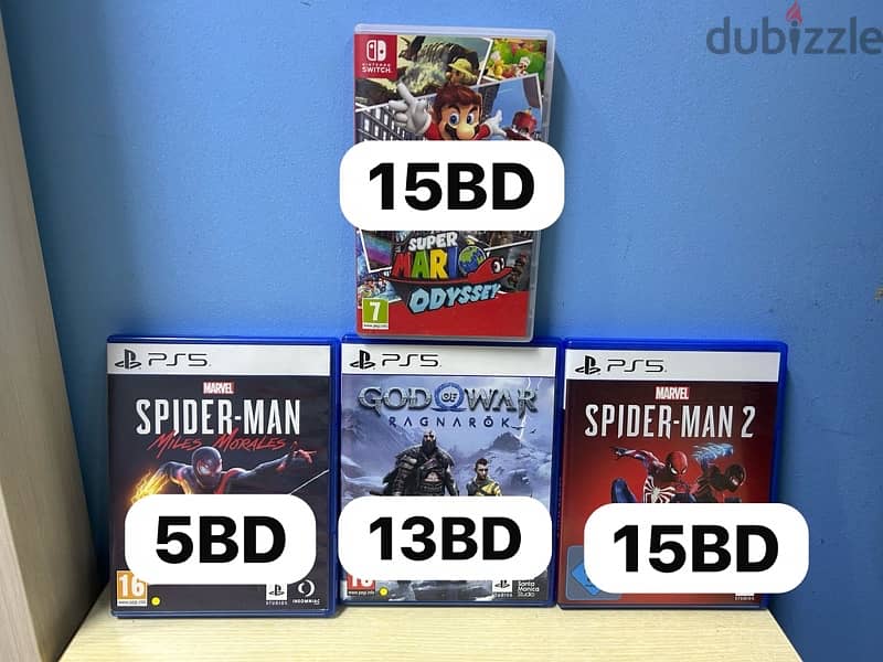 Ps5 & nintendo switch used games, spider man - god of war - mario 0