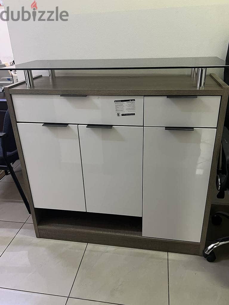 tv stand cum cabinet & 2 office chair for sale 1