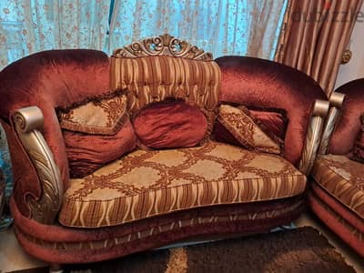 3 piece Sofa, curtain, Table and LShape sofa