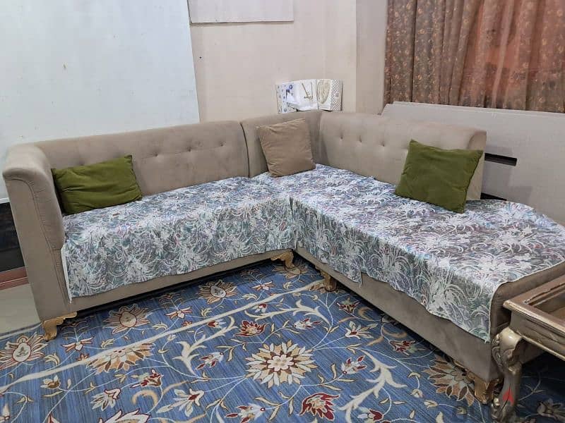 3 piece Sofa, curtain, Table and LShape sofa 4