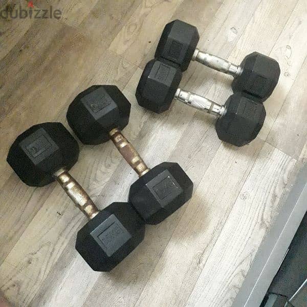 2 pairs of Dumbbells one20kg and 30kg 1