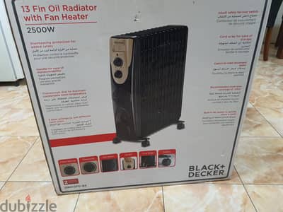 Black and Decker 13 Fin Oil Radiator with Fan Heater 2500 W