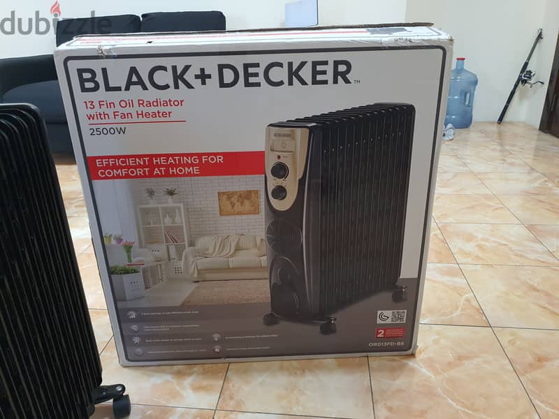 Black and Decker 13 Fin Oil Radiator with Fan Heater 2500 W 1