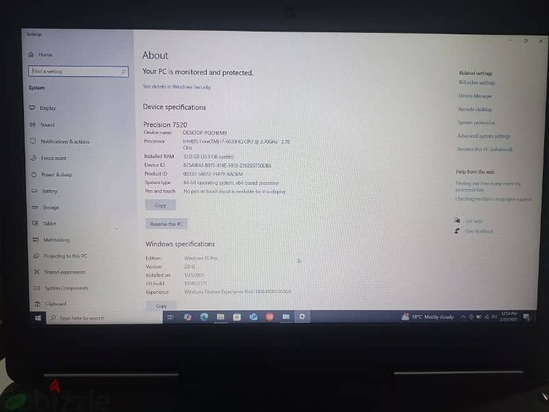 I am selling dell precision 7520 corei7 4