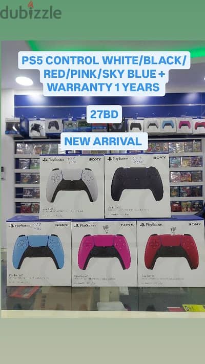 PS5 CONTROL WHITE/BLACK/RED/PINK/SKY BLUE + WARRANTY 1 YEARS