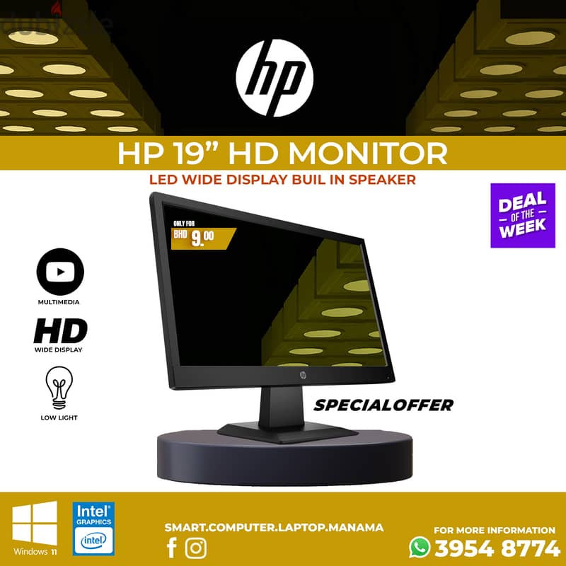 HP 19” Monitor LCD LED Wide Display Good working Cell: 39548774 0