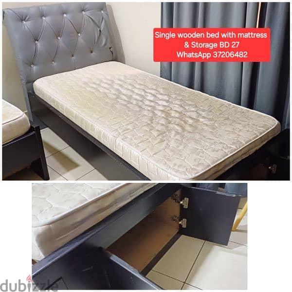 Single wooden bed with mattress + sliding single bed for sale 11