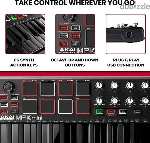 Akai mpk mk2 mini 25 keys piano midi keyboard 2