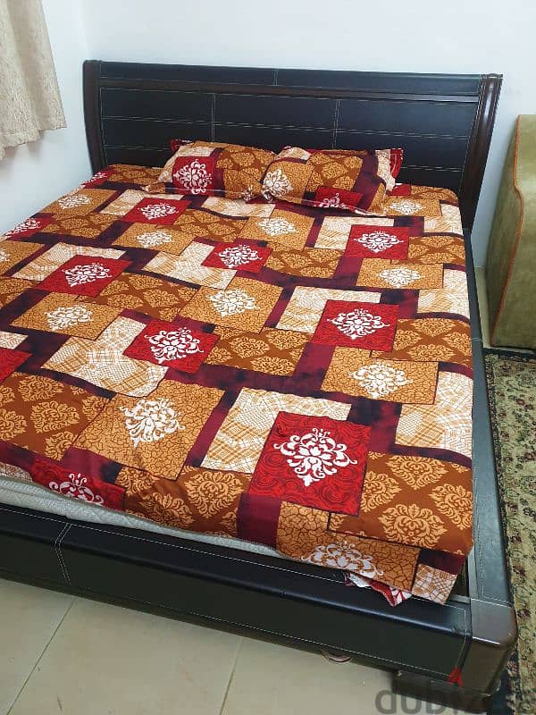 King size bed for sale with Mattress and side table. 0