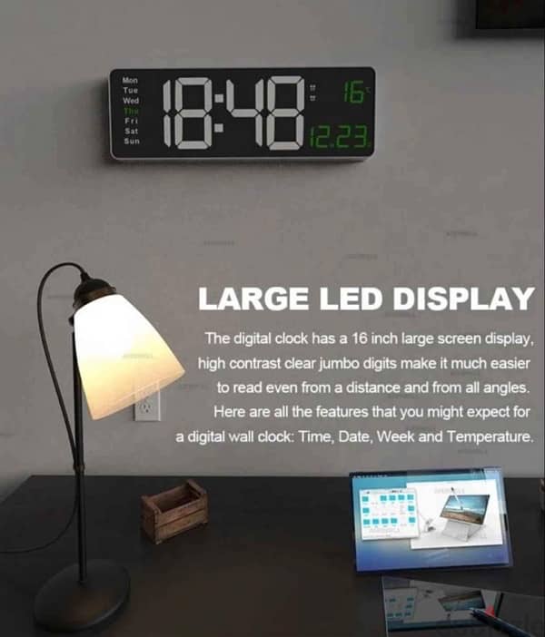 Wall-mounted Digital Wall Clock Remote Control 0