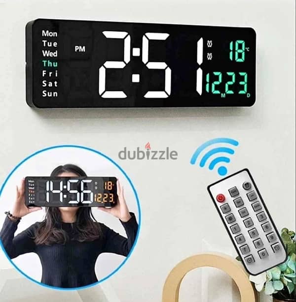 Wall-mounted Digital Wall Clock Remote Control 1