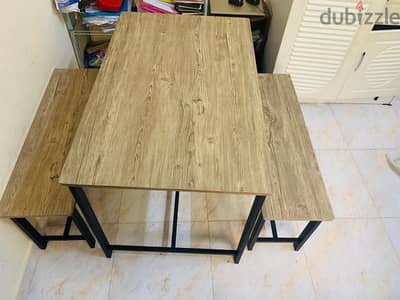 Wooden table with 2 nos benches