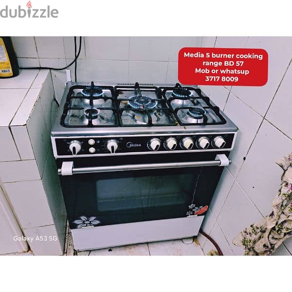 Media 5 burner cooking range and other household items for sale 0