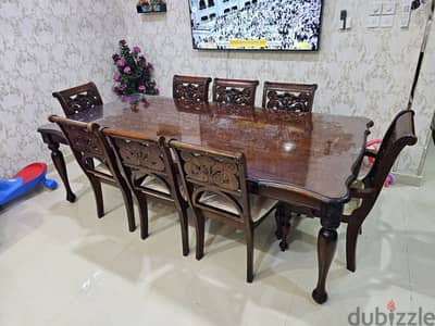 Wooden Dining Table with 8 Chairs