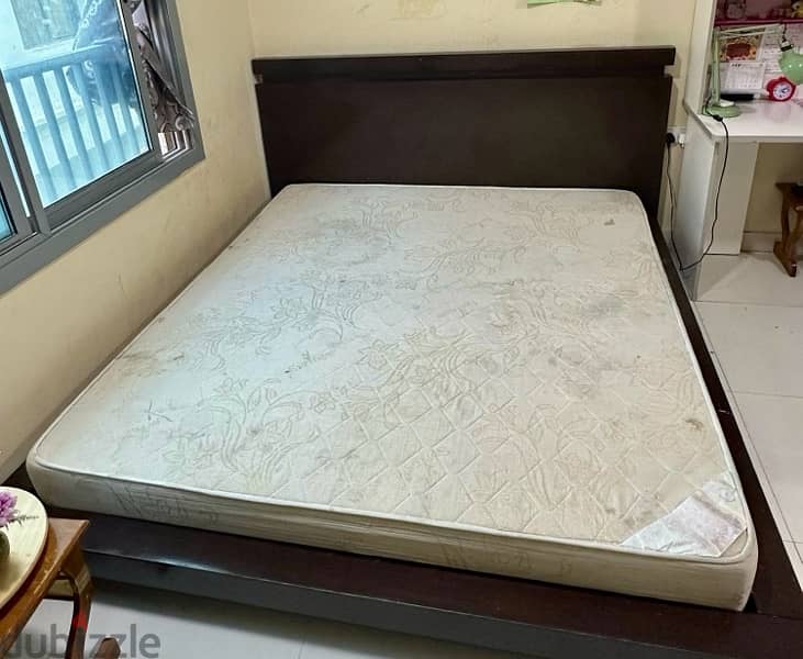 King Size Bed with mattress with 2 side tables. 2