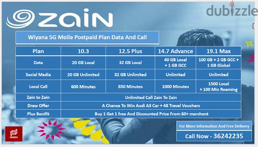 Data & Call - Zain 5G Mobile Postpaid Plan Data and Call