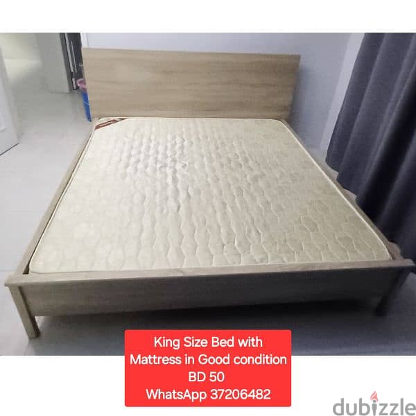 5 Door wardrobe & King size bed with mattress & other items for sale 10