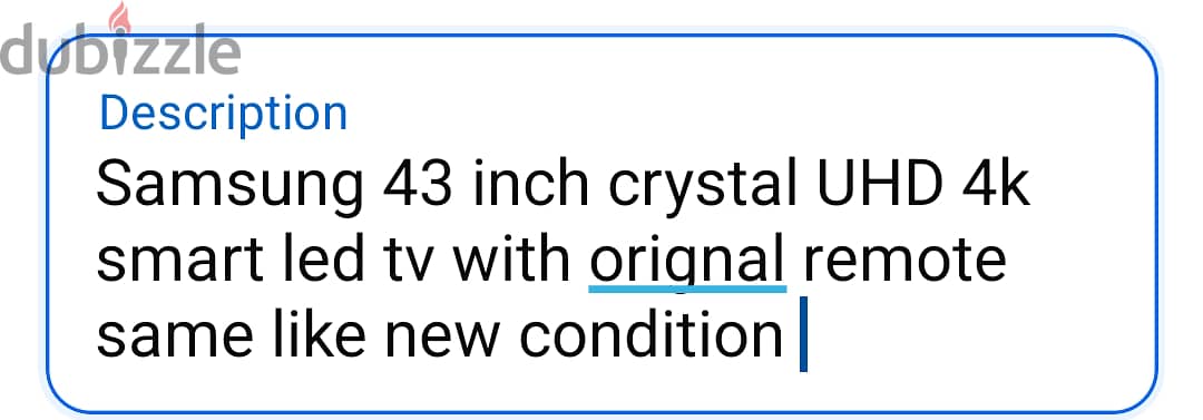 Samsung 43 inch 4k crystal UHD led 2