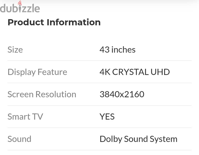 Samsung 43 inch 4k crystal UHD led 5