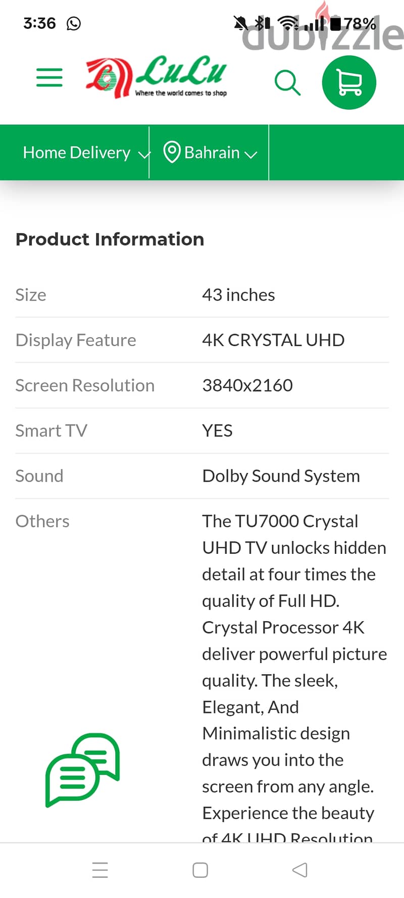 Samsung 43 inch 4k crystal UHD led 6