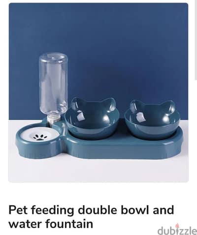 Pet Feeding Double Bowl and Water Fountain