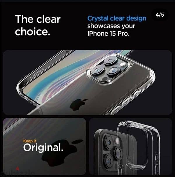 Spigen Crystal Hybrid clear case, 15 Pro & 15 ProMax. 6